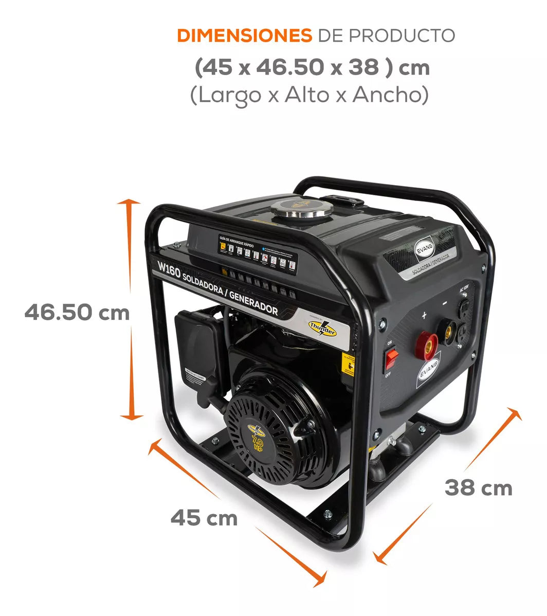 Soldadora Generador Inverter Evans 7hp 1kw 120v 40/150a Color Negro 60Hz W160MG0700TH