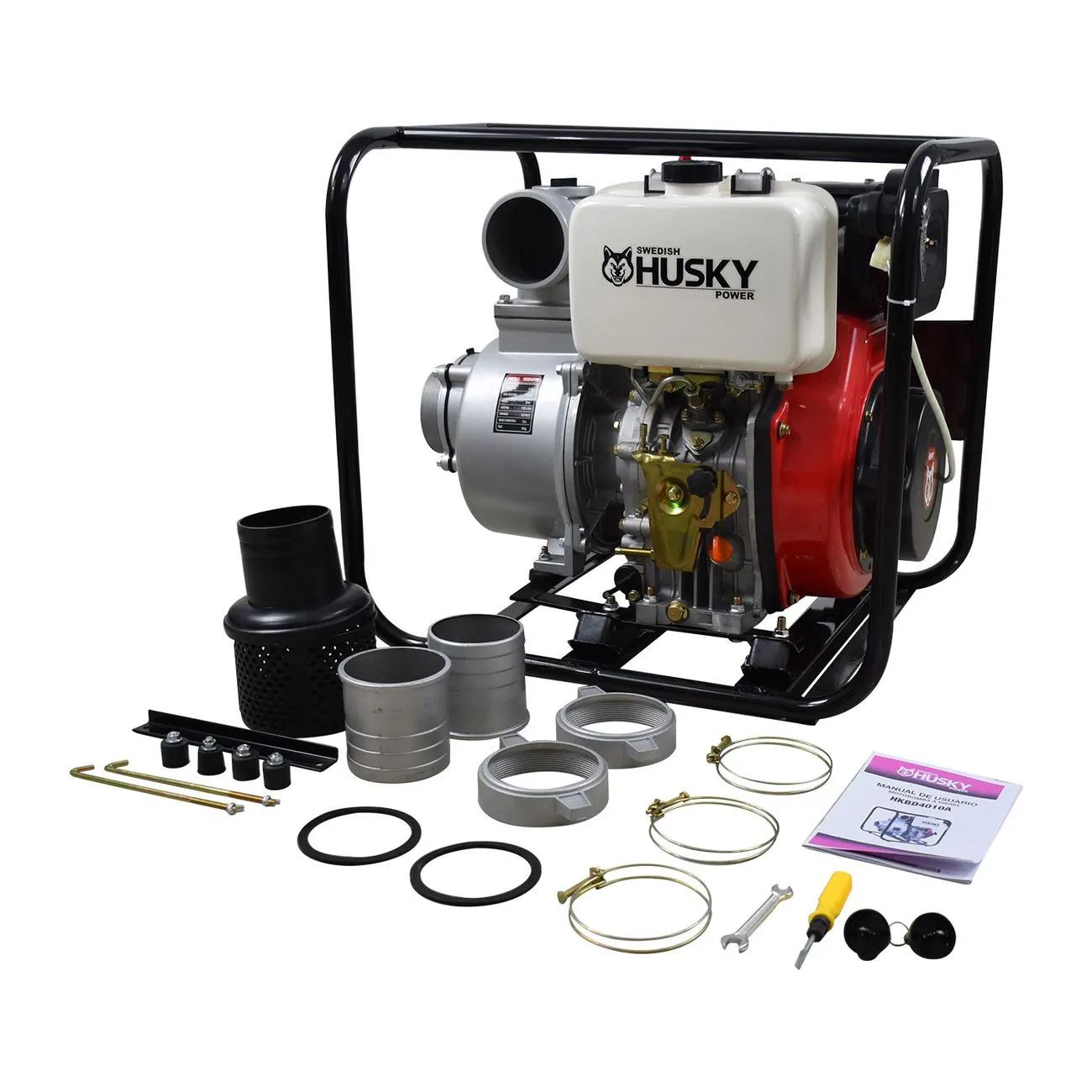 BOMBA DE AGUA AGRICOLA AUTOCEBANTE DIESEL HUSKY POWER 10 HP 4X4 ENCENDIDO ELÉCTRICO - HKBD4010A