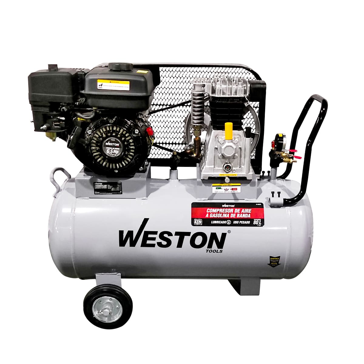 COMPRESOR DE AIRE A GASOLINA USO PESADO 6.5HP 80L W-60070 MARCA WESTON
