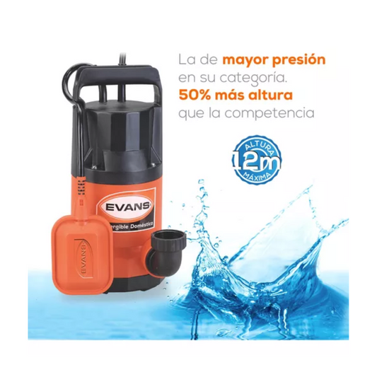 Motobomba Sumergible Doméstica Con Motor Monofásico De ½ Hp 12m Max Altura - SLA1.5ME050