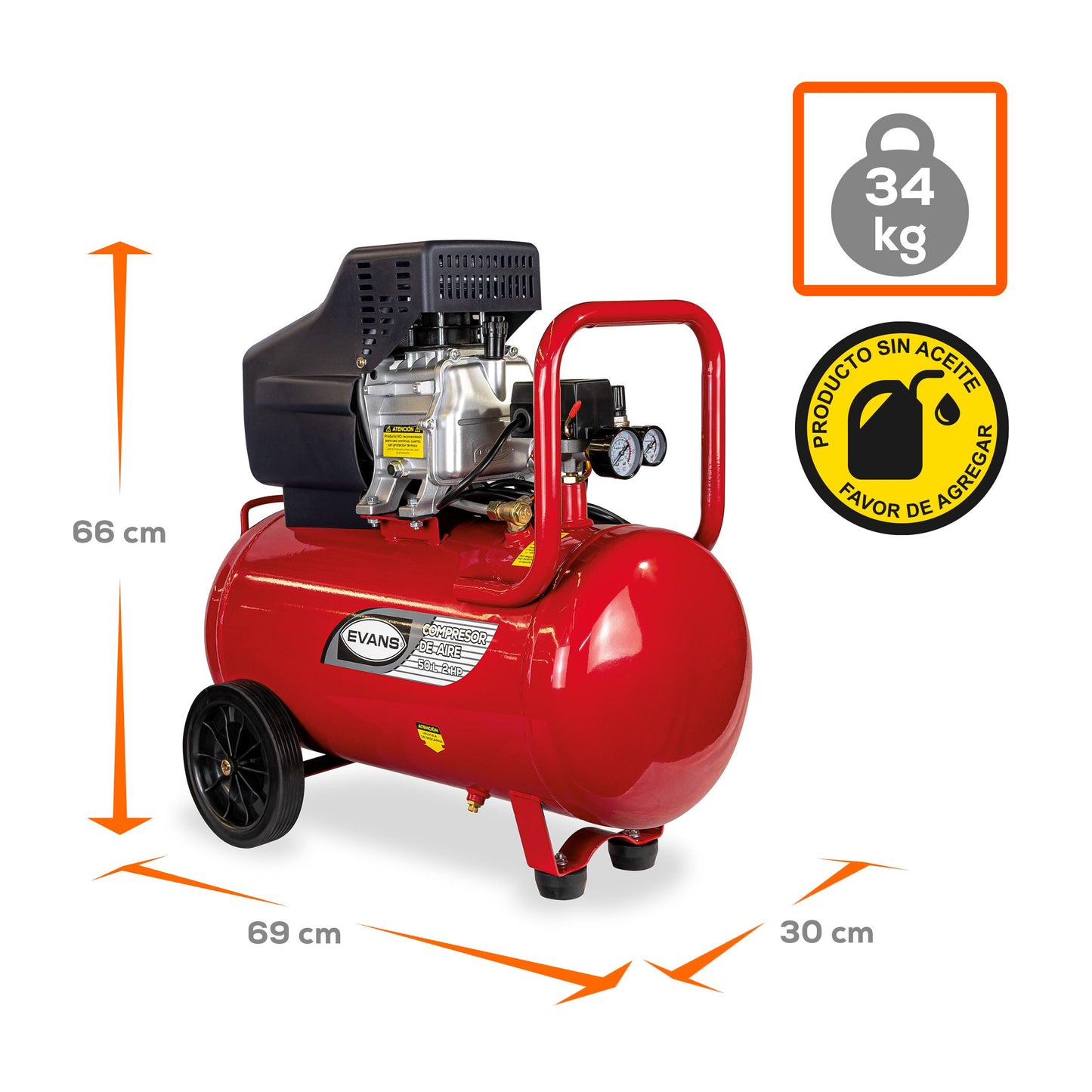 COMPRESOR DE AIRE COAXIAL 2HP 50L EC07ME200-050