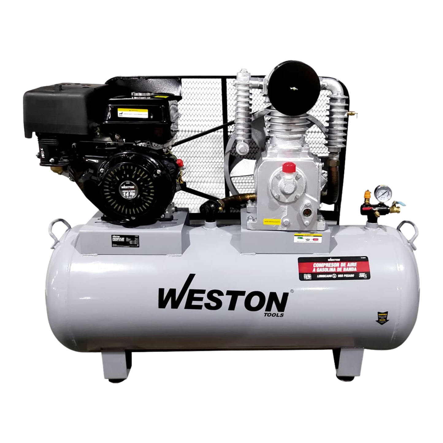 COMPRESOR DE AIRE A GASOLINA USO PESADO 14HP 200L WESTON W-60072